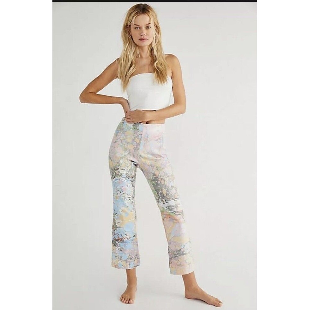 Free People Lefty High Rise Flare Pants Multicolor Womens Size Small NWOT